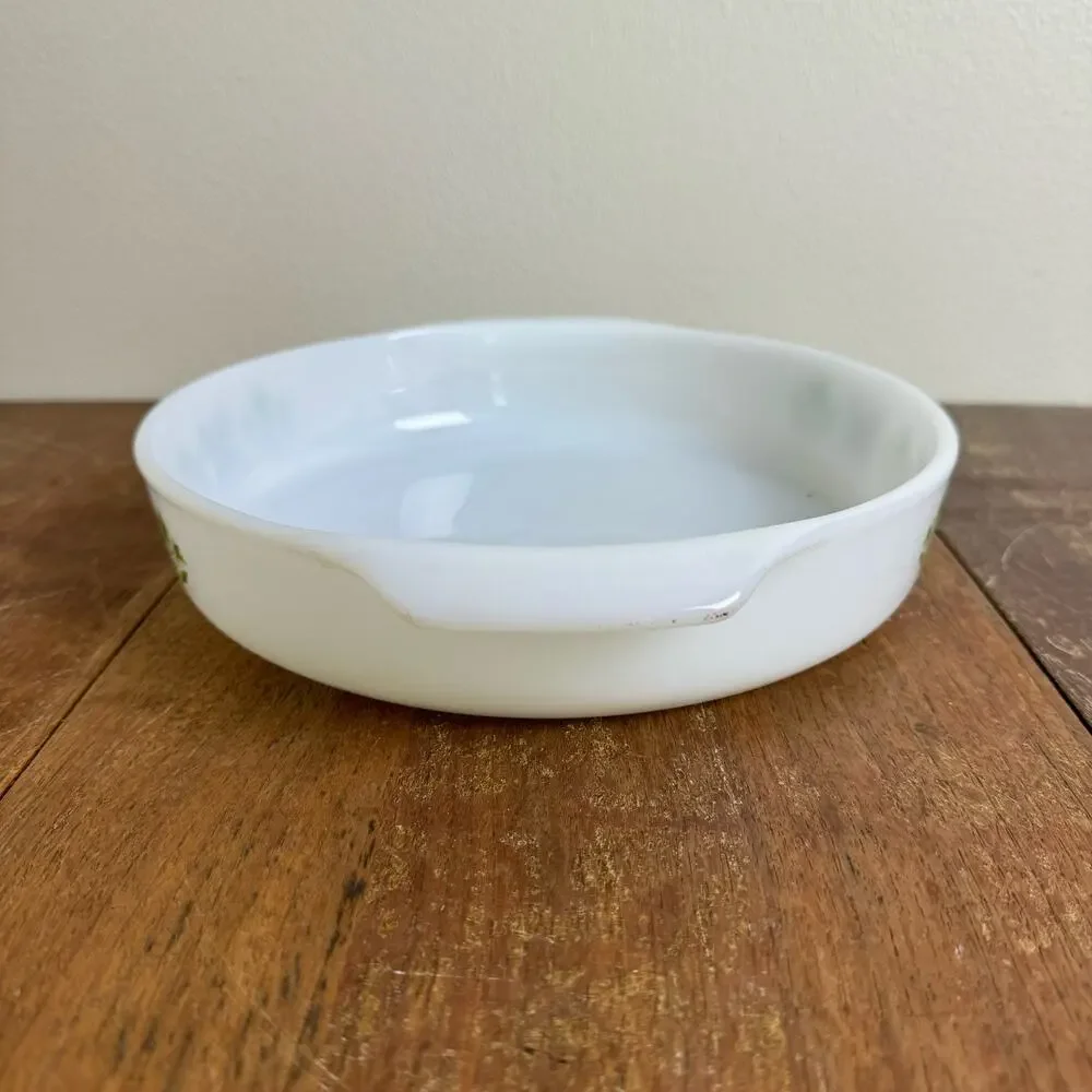 Fire‎ King GREEN MEADOW FLOWERS 9 inch Pie Baking Dish 429 Anchor Hocking